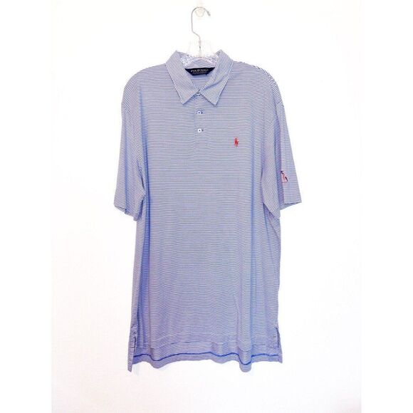 Polo Golf Ralph Lauren Mens Golf Polo Shirt Size XL Blue White Stripe Cotton - Picture 1 of 5